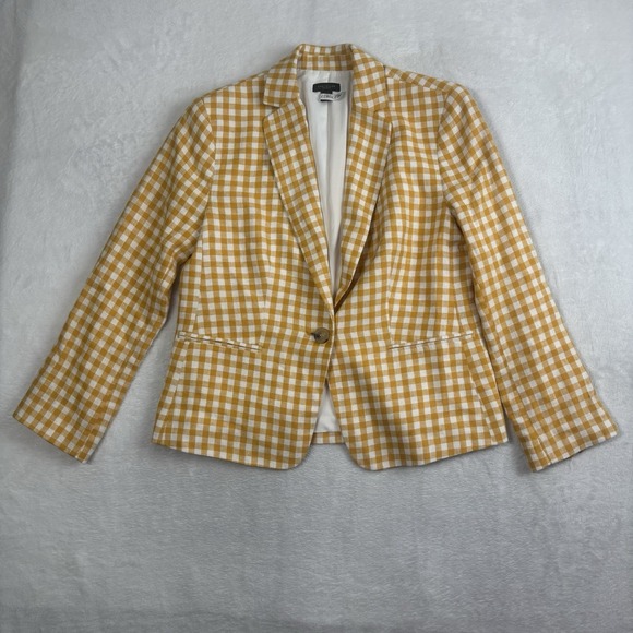 Ann Taylor Jackets & Blazers - Ann Taylor Yellow Plaid Long Sleeve Blazer Suit Jacket Women's 2